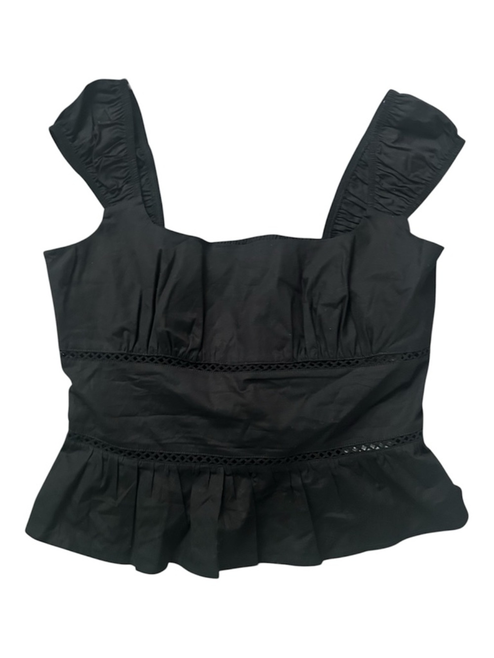 Wild Fable Black Ruffle-Strap Peplum Tank with eyelet accents